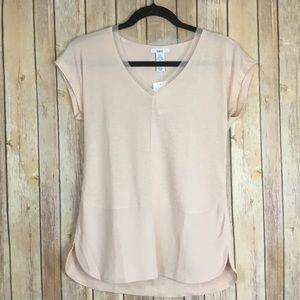 BAR III WOMEN BLOUSE CREAM SZ XXS SHORT SLEEVE